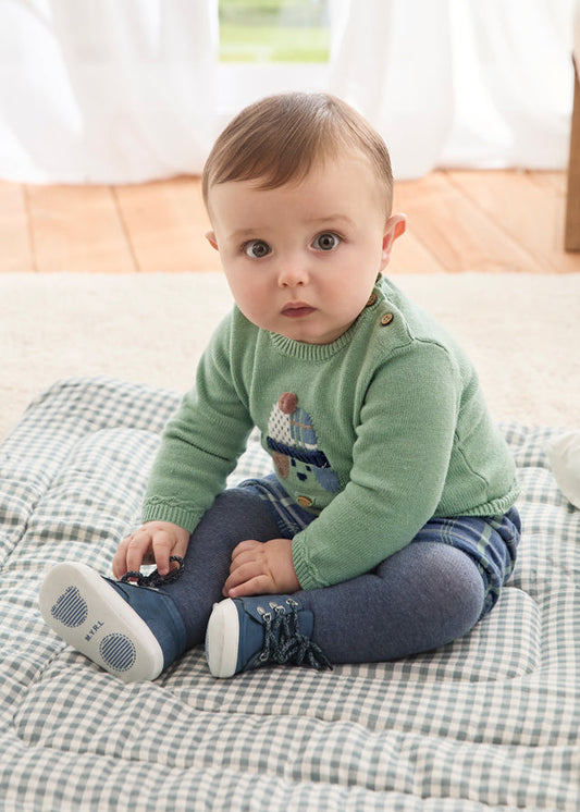 Conjunto calção, Camisola e meia calça Mid blue - Mayoral