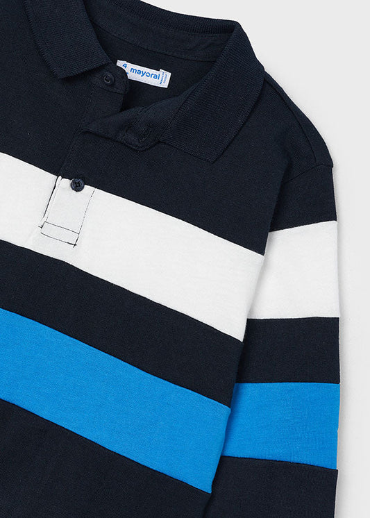 Polo manga comprida cor block Blue black - Mayoral