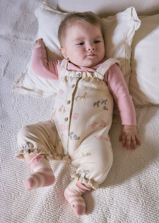 Conjunto jardineira estampado - Mayoral Newborn - Orquídea