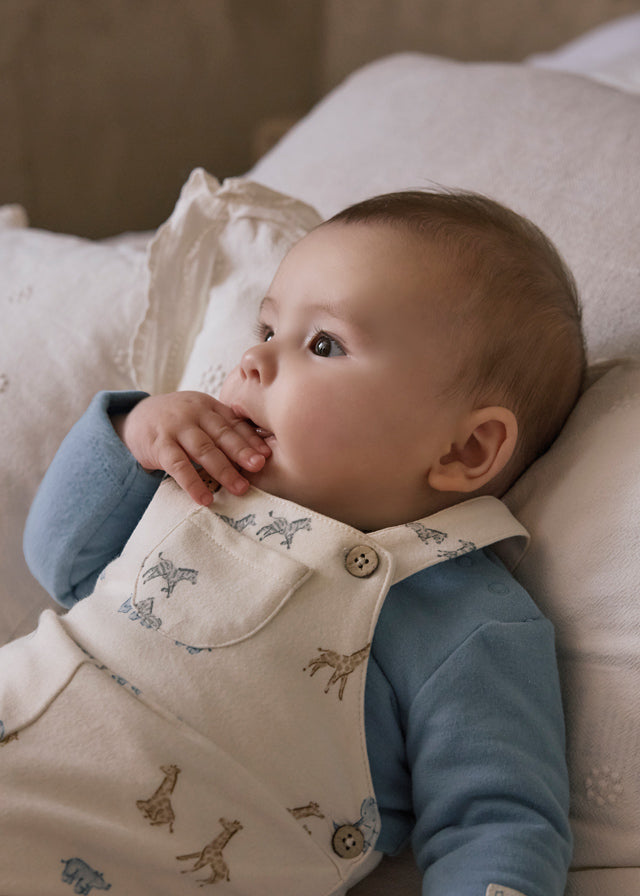 Conjunto  jardineira estampado - Mayoral Newborn - Blue bell