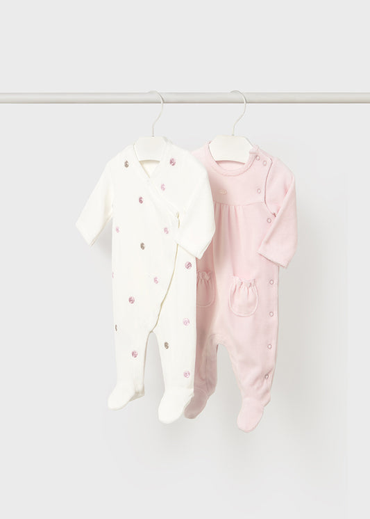 Set 2 babygrows aveludados - Mayoral Newborn - Rosa baby