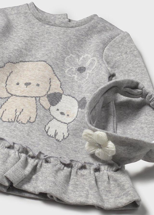 Vestido malha jacquard - Mayoral Newborn - Cinza vig