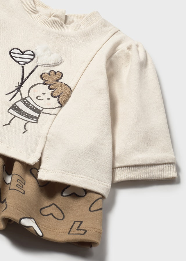Vestido combinado algodão - Mayoral Newborn - Cerámica