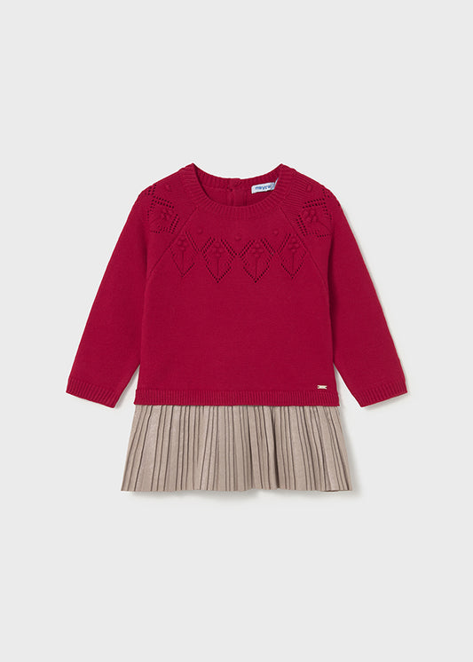 Vestido combinado tricô Vermelho - Mayoral