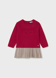 Vestido combinado tricô Vermelho - Mayoral