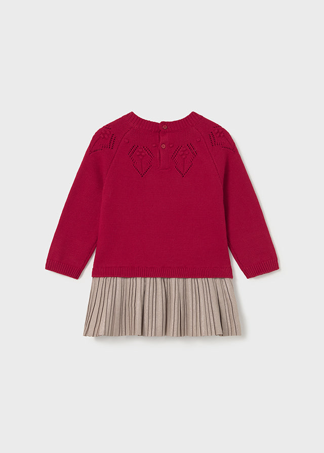 Vestido combinado tricô Vermelho - Mayoral