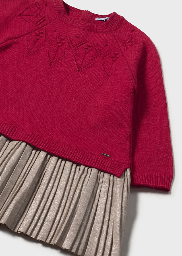 Vestido combinado tricô Vermelho - Mayoral