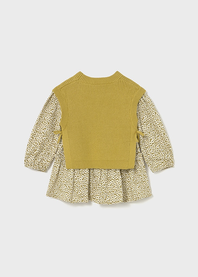 Vestido c/ colete tricô Azeite - Mayoral