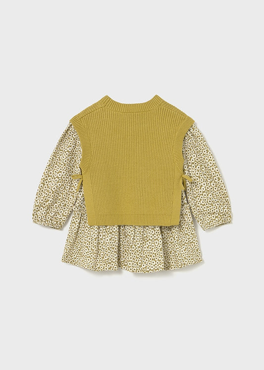 Vestido c/ colete tricô Azeite - Mayoral