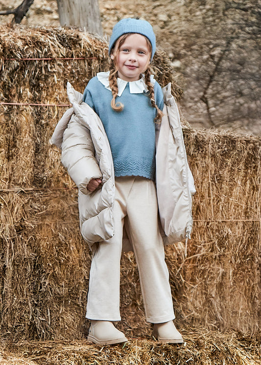 Calça Bege Wide Leg - Mayoral