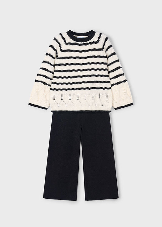 Conjunto calça tricô riscas Preto - Mayoral