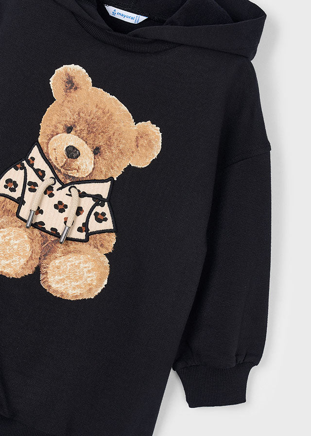 Vestido algodão carapuço Preto - Mayoral