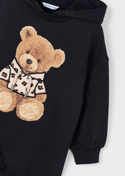 Vestido algodão carapuço Preto - Mayoral