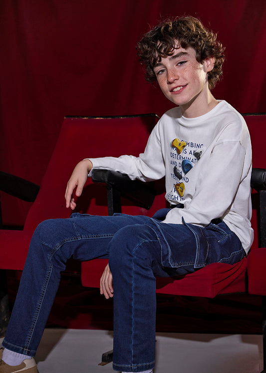 Calça soft denim jogger Escuro menino - Mayoral