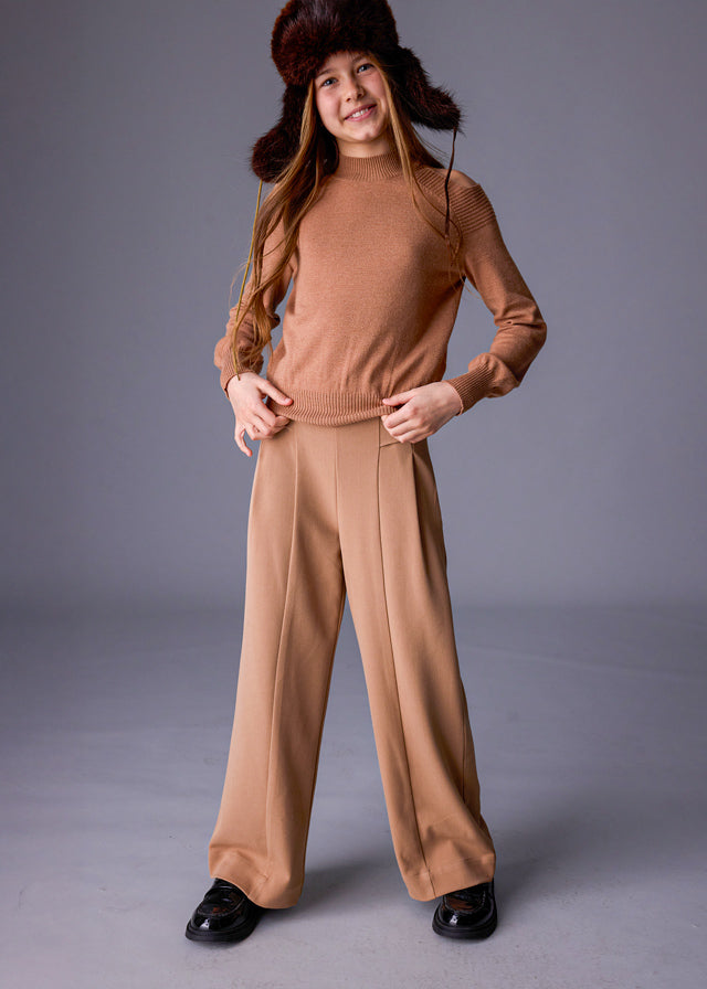 Calça wide leg Camel Menina - Mayoral