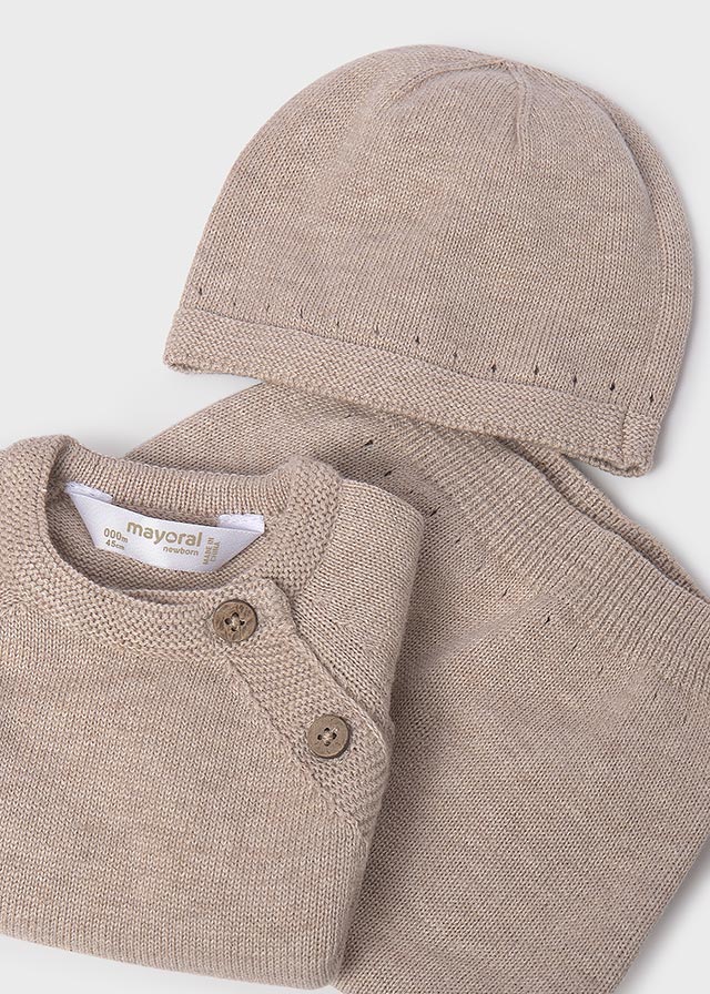 Conjunto presente 3 peças tricô unissexo - Mayoral Newborn - Duna vig