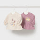 Pack 2 camisetas manga comprida bebé menina Mayoral 2083-74 Rosa malva