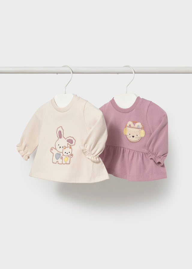 Pack 2 camisetas manga comprida bebé menina Mayoral 2083-74 Rosa malva