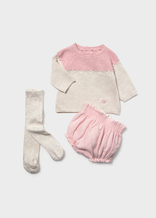 Conjunto short 3 peças bebé menina Mayoral 2264-71 Rosa b vig