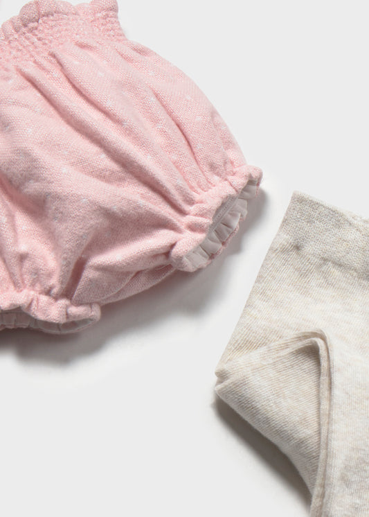 Conjunto short 3 peças bebé menina Mayoral 2264-71 Rosa b vig