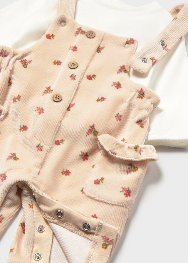 Conjunto Jardineira e Camiseta para Bebé Menina – Aveia | Mayoral