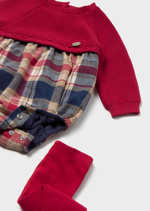 Conjunto com Macacão e Collants para Recém-Nascido – Vermelho | Mayoral