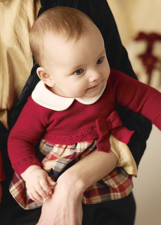 Vestido de Malha Combinado para Bebé Menina – Red | Mayoral