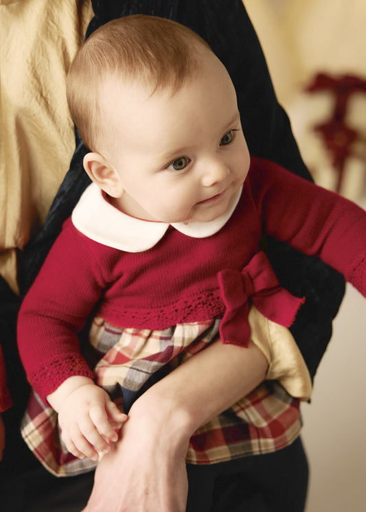 Vestido de Malha Combinado para Bebé Menina – Red | Mayoral
