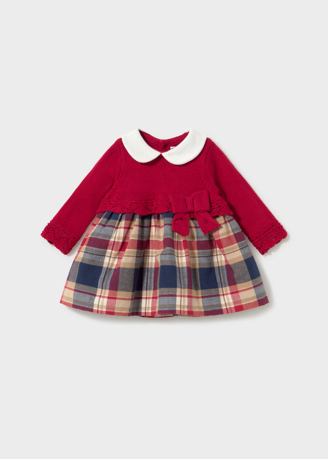 Vestido de Malha Combinado para Bebé Menina – Red | Mayoral