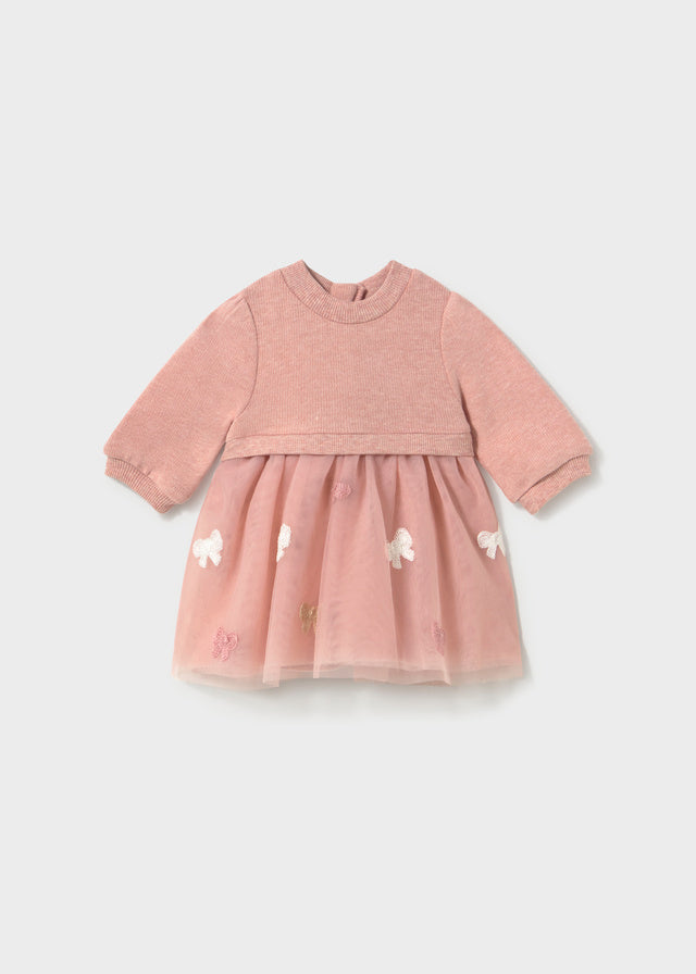 Vestido Combinado com Tule para Bebé Menina – Nude vig | Mayoral