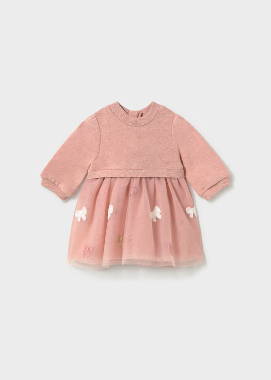 Vestido Combinado com Tule para Bebé Menina – Nude vig | Mayoral