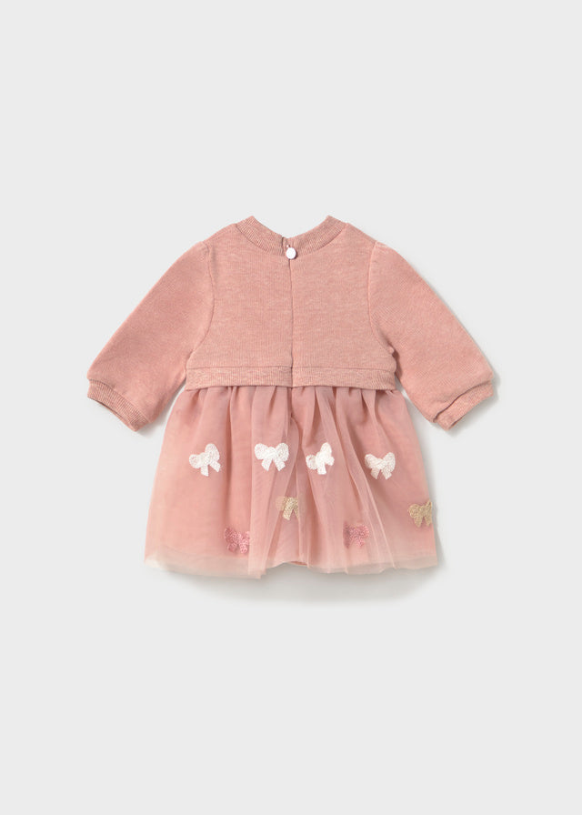 Vestido Combinado com Tule para Bebé Menina – Nude vig | Mayoral