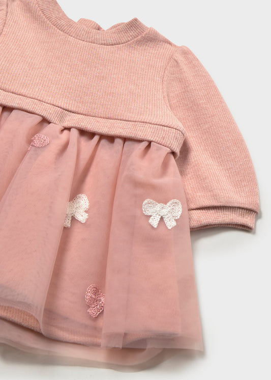 Vestido Combinado com Tule para Bebé Menina – Nude vig | Mayoral