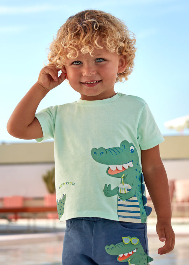 Crocodile cotton baby Aqua interactive t-shirt