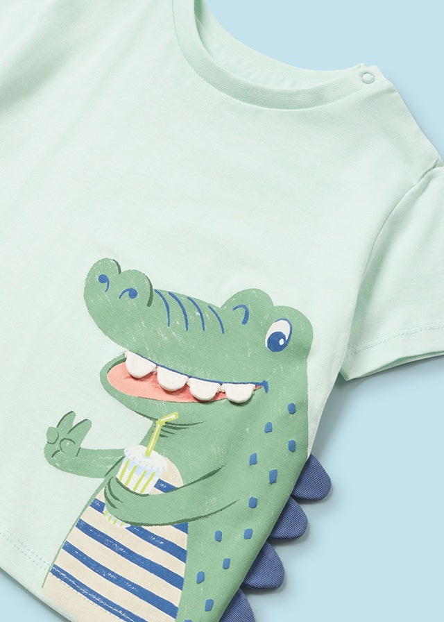 Crocodile cotton baby Aqua interactive t-shirt