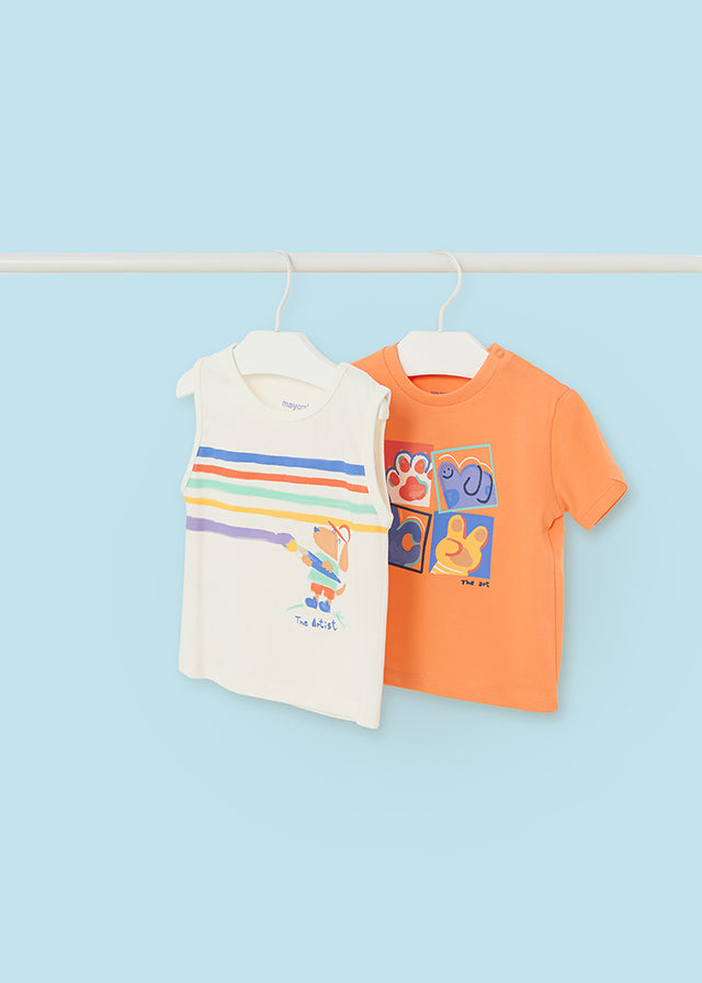 Pack of 2 Tangerine baby cotton t-shirts