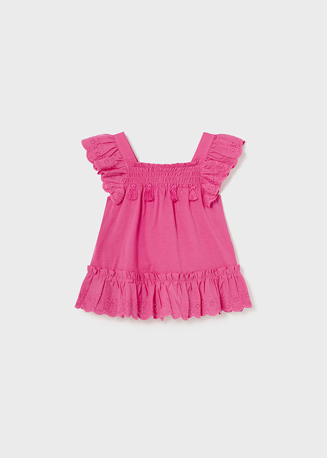 Baby frill tunic Magenta