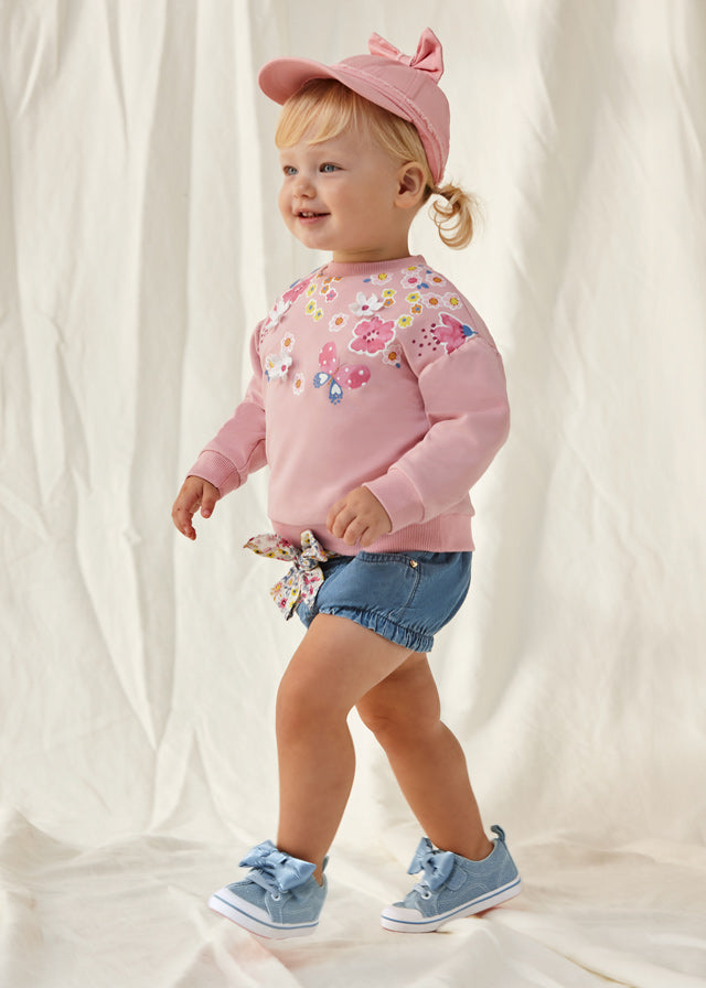 Shorts with baby bow belt