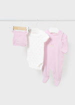 Pack prenda Babygrow, body e gorro Rosa baby