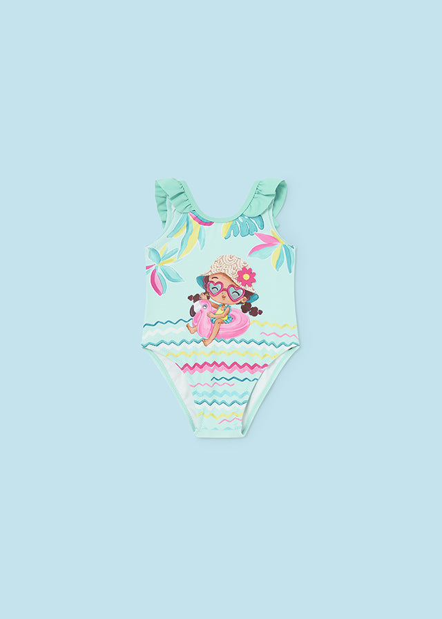 Water screen printed baby swimsuit