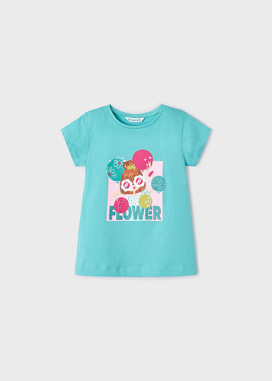 Better Cotton girl's T-shirt Jade blue