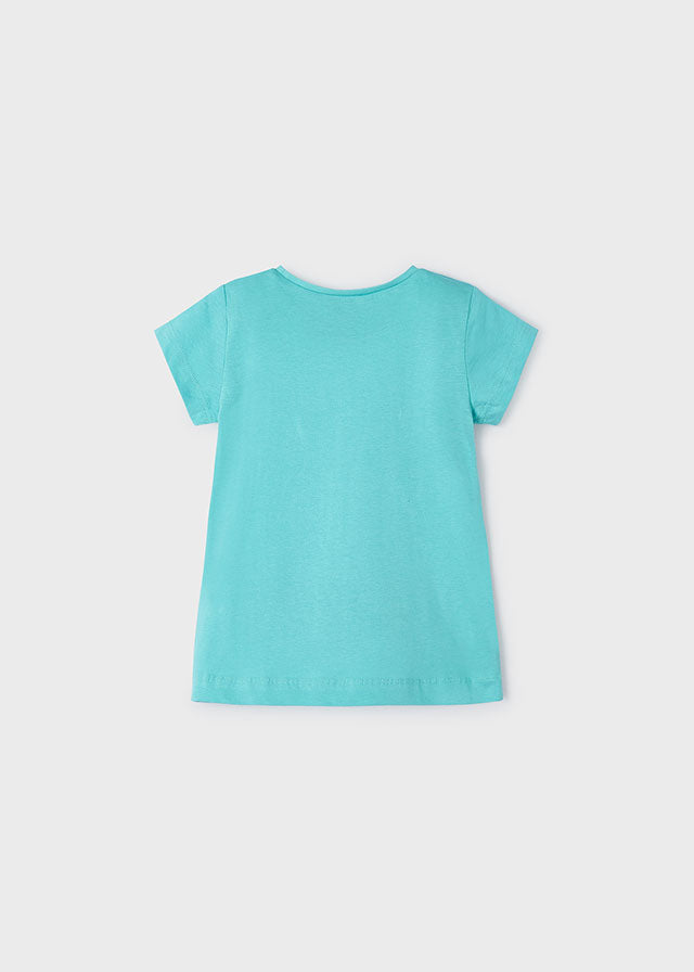 T-shirt Better Cotton menina Azul jade