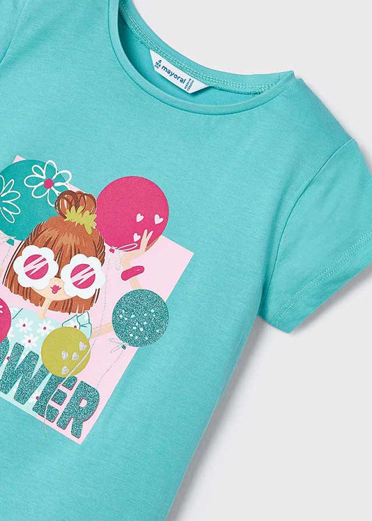 Better Cotton girl's T-shirt Jade blue