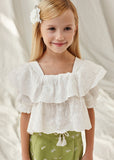 Girl's frill and embroidered tunic White