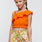 Orange girl's 2-piece asymmetric top set