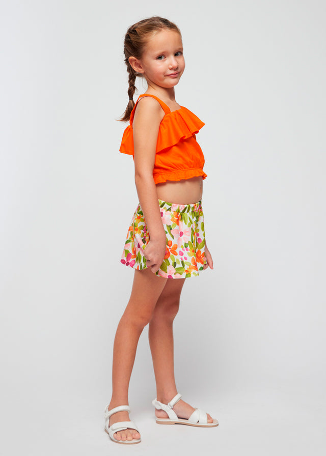 Orange girl's 2-piece asymmetric top set