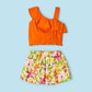 Orange girl's 2-piece asymmetric top set