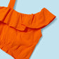 Orange girl's 2-piece asymmetric top set