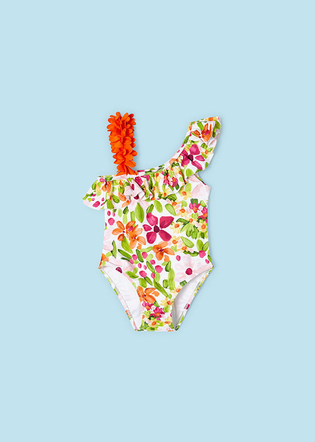 Girl's printed asymmetric swimsuit Multicolor