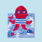 Bath/beach towel with hood Red